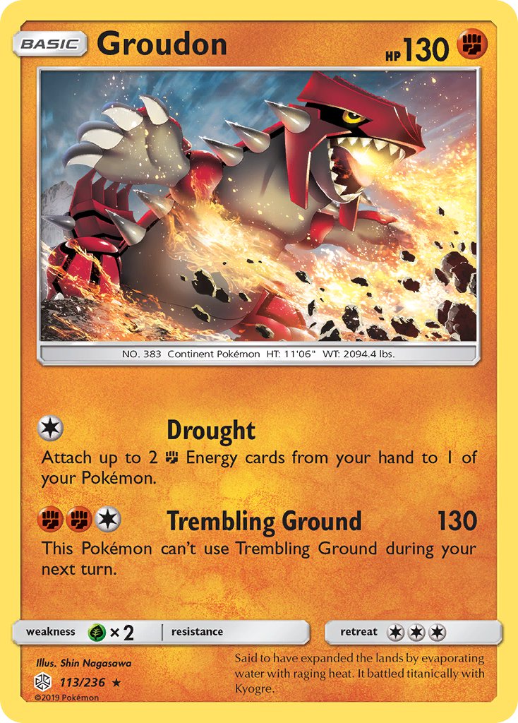 Groudon (113/236) (Cracked Ice Holo) (Theme Deck Exclusive) [Sun & Moon: Cosmic Eclipse] - Card Brawlers | Quebec | Canada | Yu-Gi-Oh!