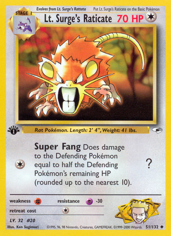 Lt. Surge's Raticate (51/132) [Gym Heroes 1st Edition] - Card Brawlers | Quebec | Canada | Yu-Gi-Oh!
