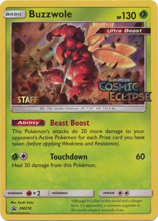 Buzzwole (SM218) (Staff Prerelease Promo) [Sun & Moon: Black Star Promos] - Card Brawlers | Quebec | Canada | Yu-Gi-Oh!