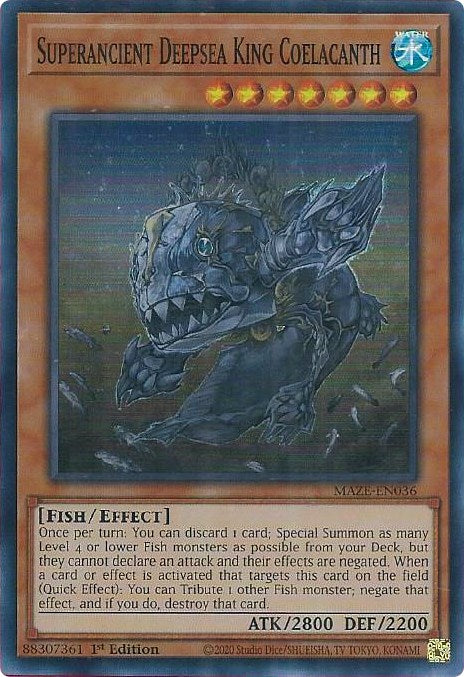 Superancient Deepsea King Coelacanth [MAZE-EN036] Super Rare - Card Brawlers | Quebec | Canada | Yu-Gi-Oh!