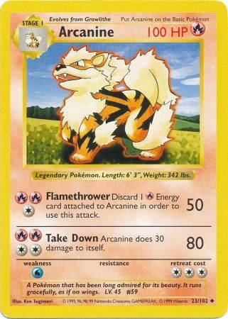 Arcanine (23/102) [Base Set Shadowless Unlimited] - Card Brawlers | Quebec | Canada | Yu-Gi-Oh!