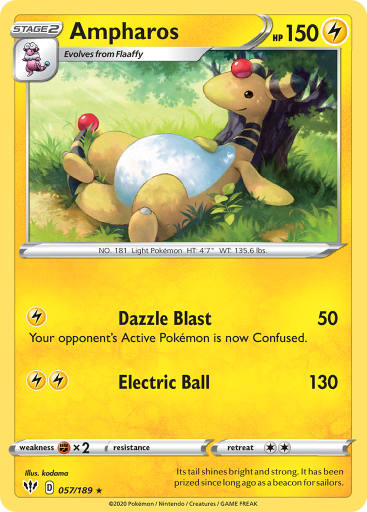 Ampharos (057/189) [Sword & Shield: Darkness Ablaze] - Card Brawlers | Quebec | Canada | Yu-Gi-Oh!