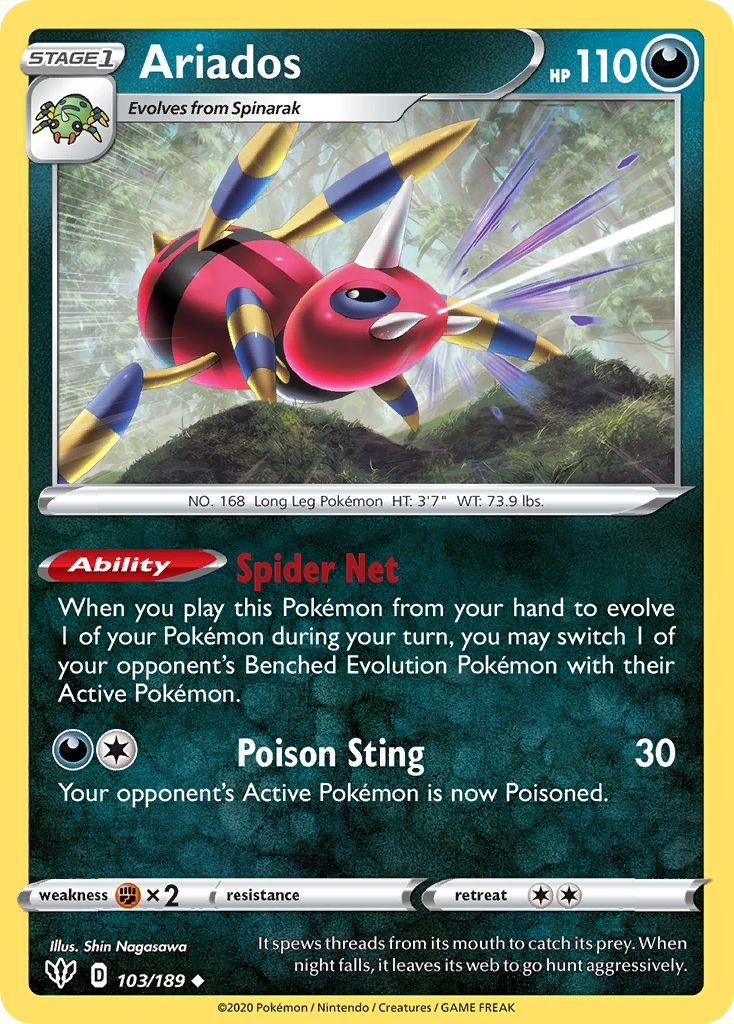 Ariados (103/189) [Sword & Shield: Darkness Ablaze] - Card Brawlers | Quebec | Canada | Yu-Gi-Oh!