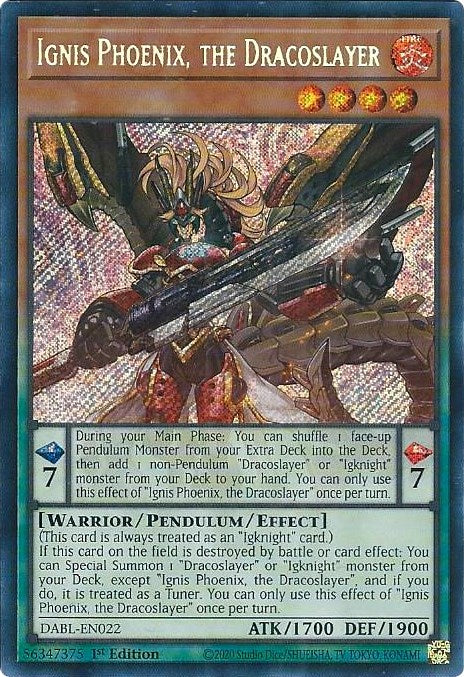 Ignis Phoenix, the Dracoslayer [DABL-EN022] Secret Rare - Card Brawlers | Quebec | Canada | Yu-Gi-Oh!