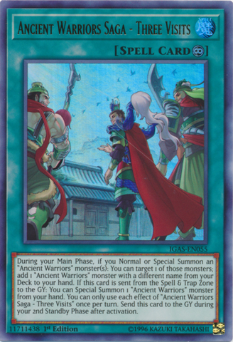 Ancient Warriors Saga - Three Visits [IGAS-EN055] Ultra Rare - Card Brawlers | Quebec | Canada | Yu-Gi-Oh!