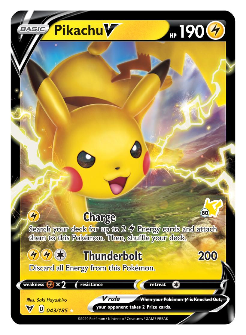 Pikachu V (043/185) (Pikachu Stamp #60) [Battle Academy 2022] - Card Brawlers | Quebec | Canada | Yu-Gi-Oh!
