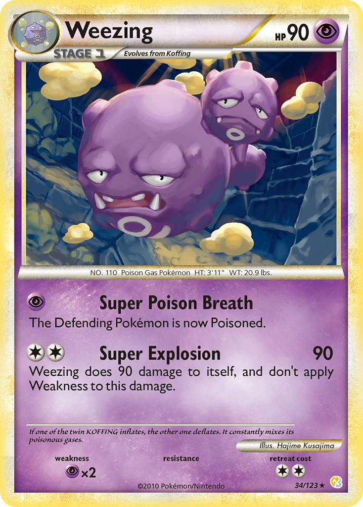 Weezing (34/123) [HeartGold & SoulSilver: Base Set] - Card Brawlers | Quebec | Canada | Yu-Gi-Oh!