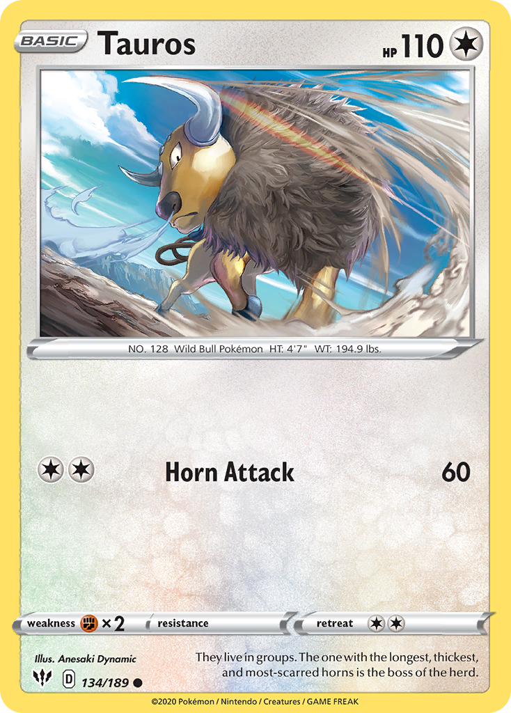 Tauros (134/189) [Sword & Shield: Darkness Ablaze] - Card Brawlers | Quebec | Canada | Yu-Gi-Oh!