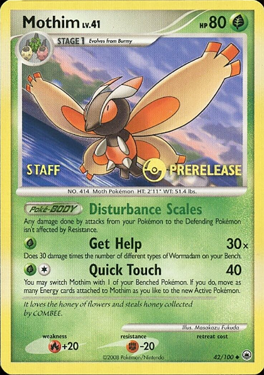 Mothim (42/100) (Staff Prerelease Promo) [Diamond & Pearl: Majestic Dawn] - Card Brawlers | Quebec | Canada | Yu-Gi-Oh!