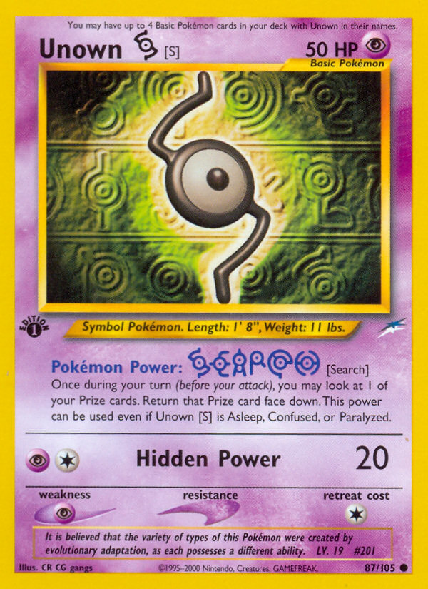 Unown [S] (87/105) [Neo Destiny 1st Edition] - Card Brawlers | Quebec | Canada | Yu-Gi-Oh!
