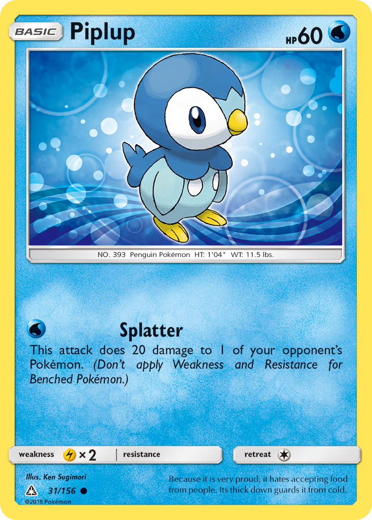 Piplup (31/156) [Sun & Moon: Ultra Prism] - Card Brawlers | Quebec | Canada | Yu-Gi-Oh!