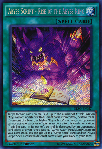 Abyss Script - Rise of the Abyss King [DESO-EN027] Secret Rare - Card Brawlers | Quebec | Canada | Yu-Gi-Oh!