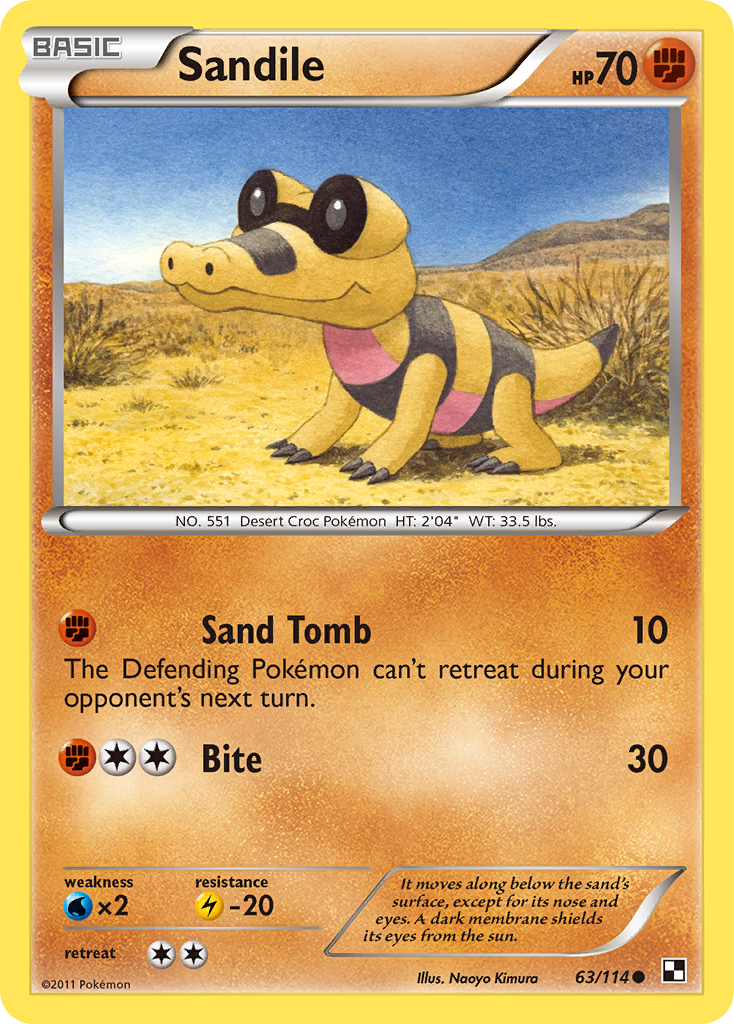 Sandile (63/114) [Black & White: Base Set] - Card Brawlers | Quebec | Canada | Yu-Gi-Oh!