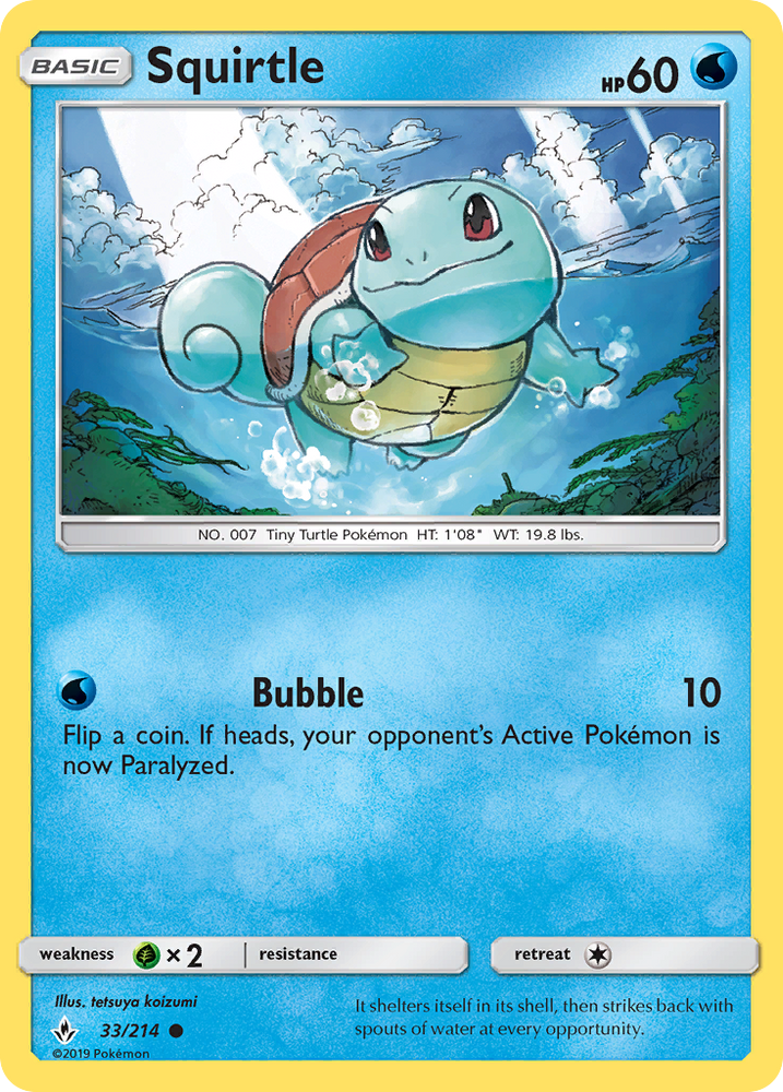 Squirtle (33/214) [Sun & Moon: Unbroken Bonds] - Card Brawlers | Quebec | Canada | Yu-Gi-Oh!