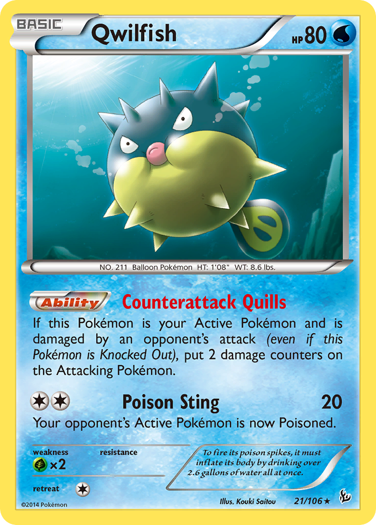 Qwilfish (21/106) [XY: Flashfire] - Card Brawlers | Quebec | Canada | Yu-Gi-Oh!