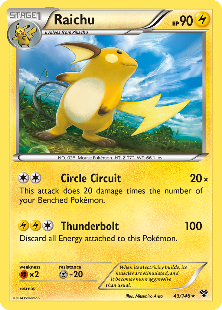 Raichu (43/146) [XY: Base Set] - Card Brawlers | Quebec | Canada | Yu-Gi-Oh!