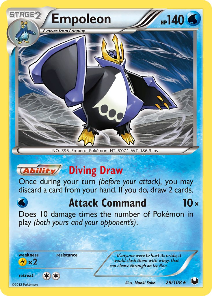 Empoleon (29/108) (Battle Arena Deck Exclusive) (Theme Deck Exclusive) [Black & White: Dark Explorers] - Card Brawlers | Quebec | Canada | Yu-Gi-Oh!