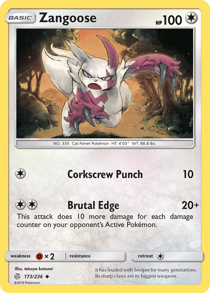 Zangoose (173/236) [Sun & Moon: Cosmic Eclipse] - Card Brawlers | Quebec | Canada | Yu-Gi-Oh!