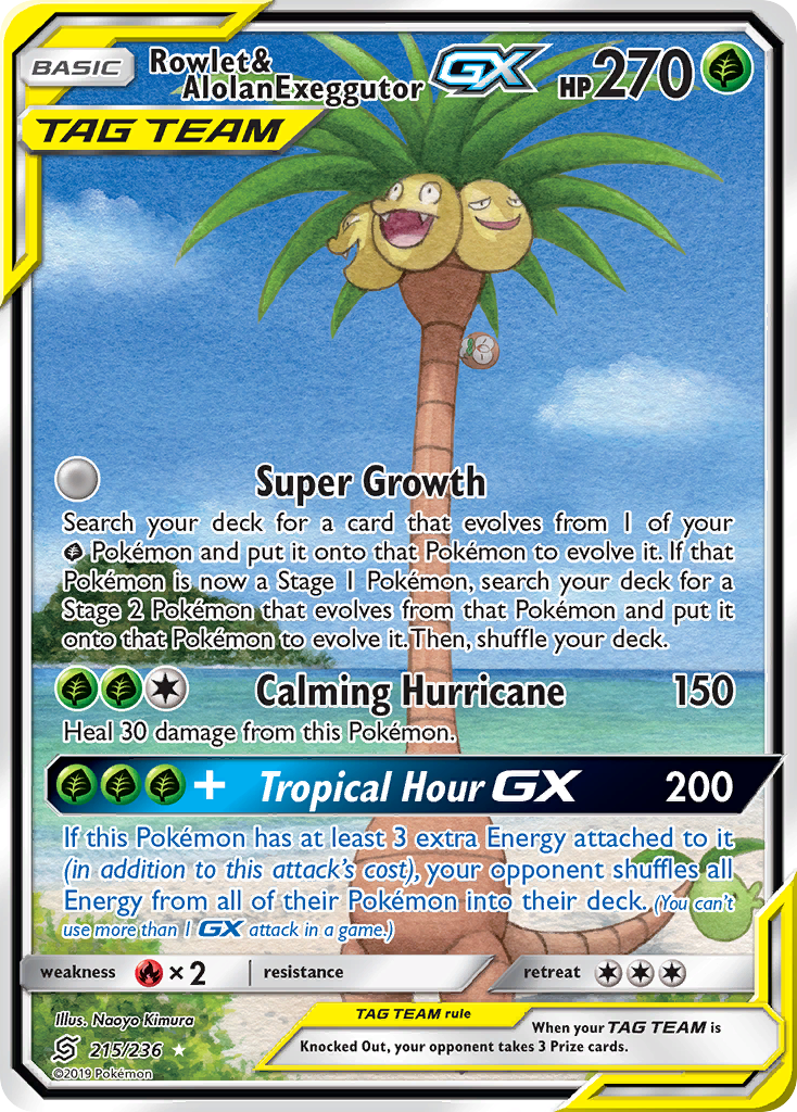 Rowlet & Alolan Exeggutor GX (215/236) [Sun & Moon: Unified Minds] - Card Brawlers | Quebec | Canada | Yu-Gi-Oh!