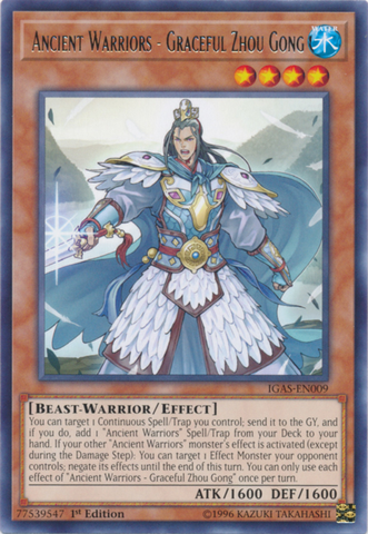 Ancient Warriors - Graceful Zhou Gong [IGAS-EN009] Rare - Card Brawlers | Quebec | Canada | Yu-Gi-Oh!