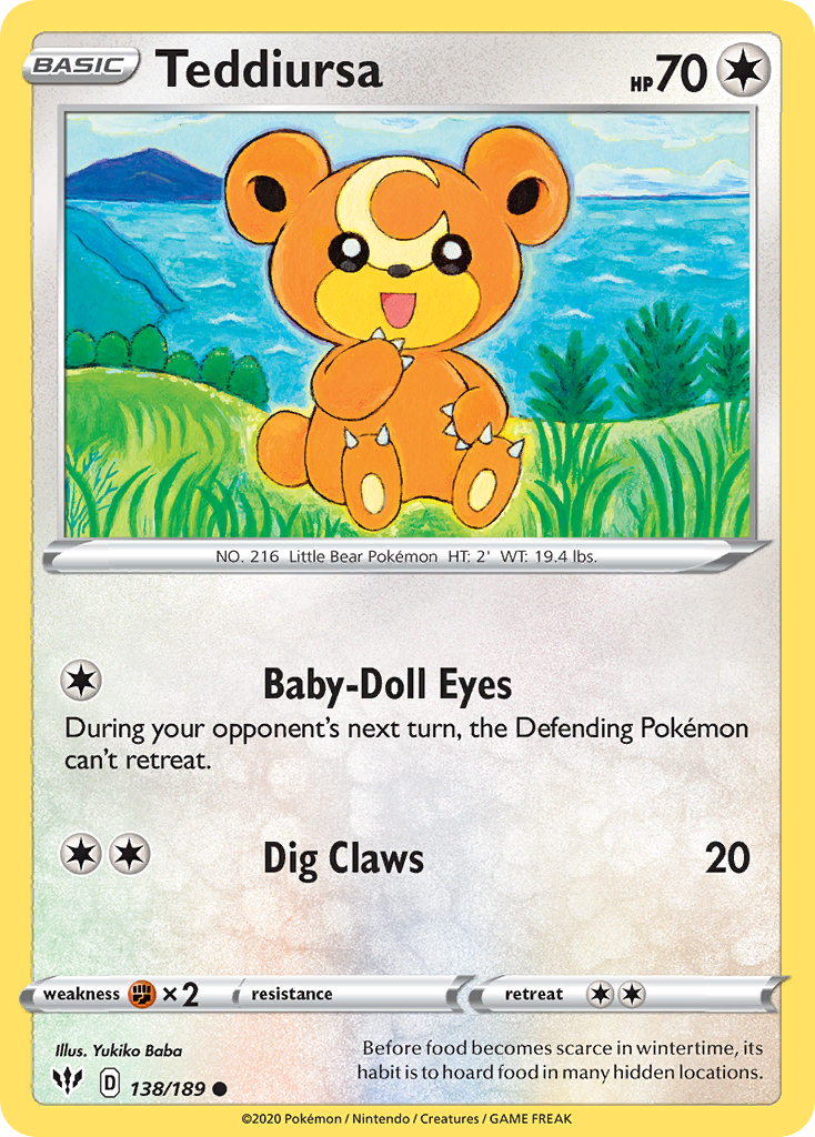 Teddiursa (138/189) [Sword & Shield: Darkness Ablaze] - Card Brawlers | Quebec | Canada | Yu-Gi-Oh!