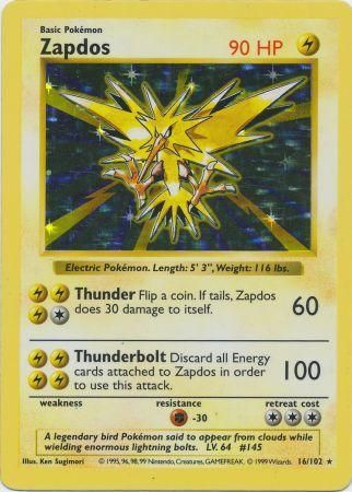 Zapdos (16/102) [Base Set Shadowless Unlimited] - Card Brawlers | Quebec | Canada | Yu-Gi-Oh!