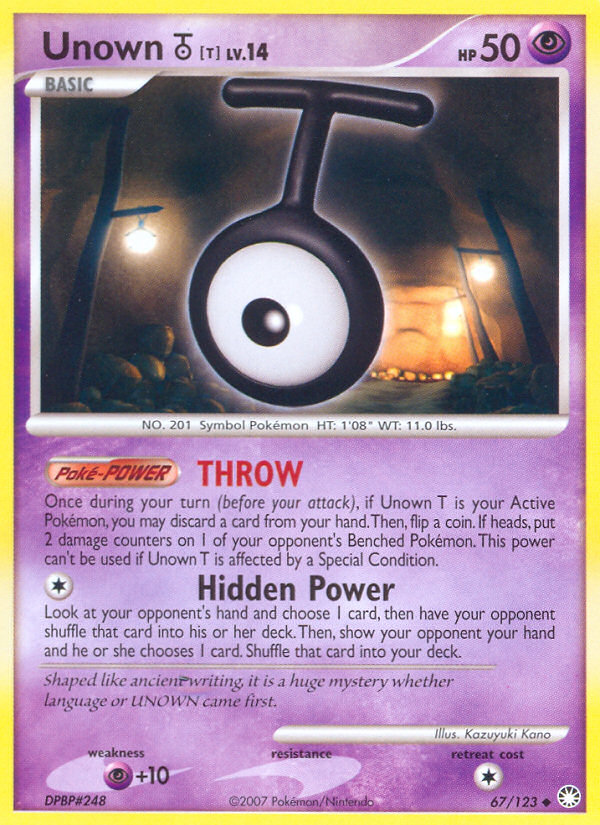 Unown T (67/123) [Diamond & Pearl: Mysterious Treasures] - Card Brawlers | Quebec | Canada | Yu-Gi-Oh!