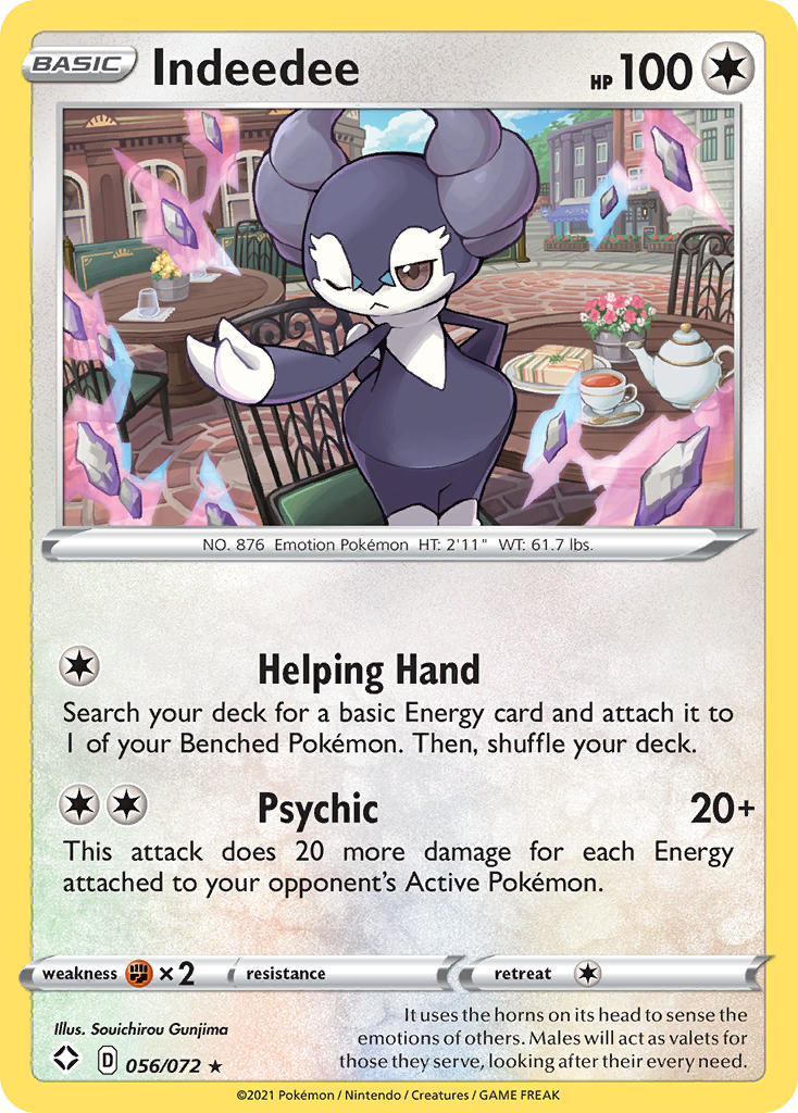 Indeedee (056/072) (Theme Deck Exclusive) [Sword & Shield: Shining Fates] - Card Brawlers | Quebec | Canada | Yu-Gi-Oh!