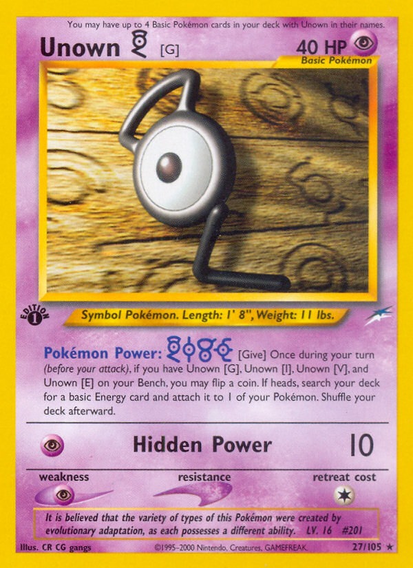 Unown [G] (27/105) [Neo Destiny 1st Edition] - Card Brawlers | Quebec | Canada | Yu-Gi-Oh!