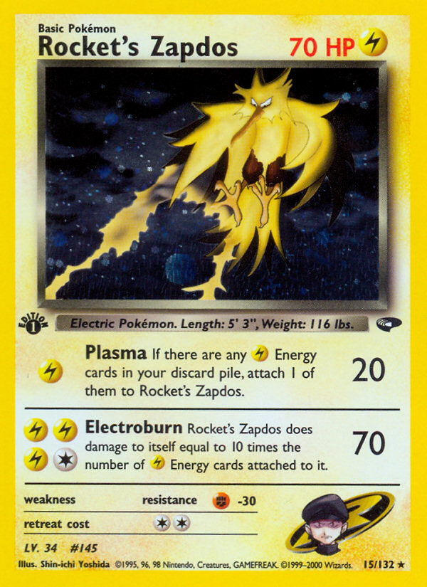 Rocket's Zapdos (15/132) [Gym Challenge 1st Edition] - Card Brawlers | Quebec | Canada | Yu-Gi-Oh!
