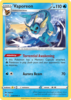 Vaporeon (030/185) [Sword & Shield: Vivid Voltage] - Card Brawlers | Quebec | Canada | Yu-Gi-Oh!