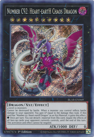 Number C92: Heart-eartH Chaos Dragon [BLAR-EN069] Secret Rare - Card Brawlers | Quebec | Canada | Yu-Gi-Oh!