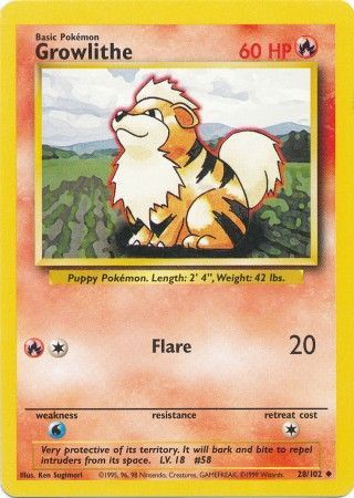 Growlithe (28/102) [Base Set Unlimited] - Card Brawlers | Quebec | Canada | Yu-Gi-Oh!