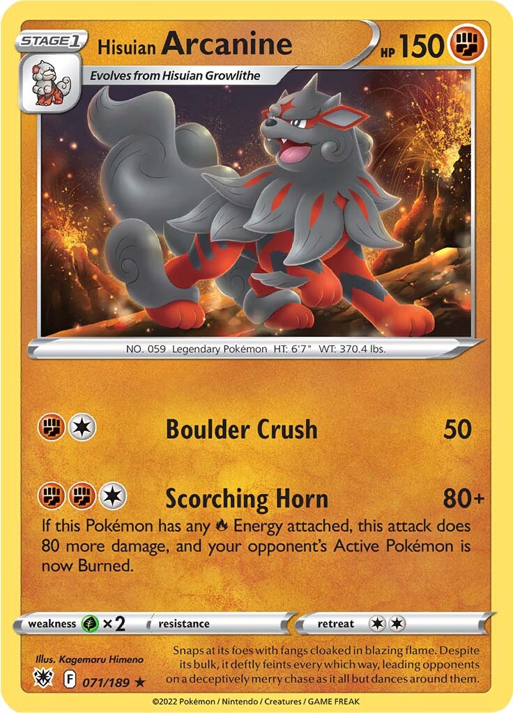 Hisuian Arcanine (071/189) [Sword & Shield: Astral Radiance] - Card Brawlers | Quebec | Canada | Yu-Gi-Oh!