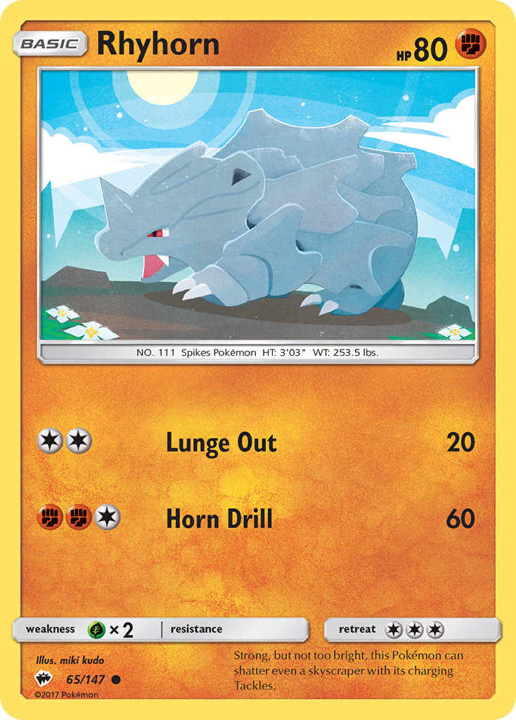 Rhyhorn (65/147) [Sun & Moon: Burning Shadows] - Card Brawlers | Quebec | Canada | Yu-Gi-Oh!