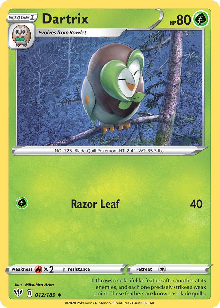 Dartrix (012/189) [Sword & Shield: Darkness Ablaze] - Card Brawlers | Quebec | Canada | Yu-Gi-Oh!