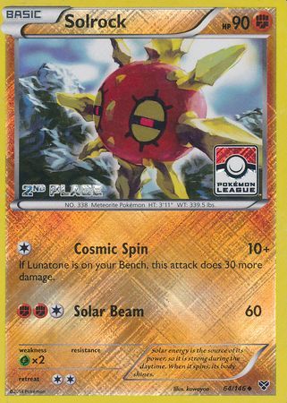 Solrock (64/146) (2nd Place League Challenge Promo) [XY: Base Set] - Card Brawlers | Quebec | Canada | Yu-Gi-Oh!