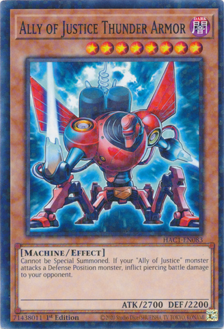 Ally of Justice Thunder Armor (Duel Terminal) [HAC1-EN083] Common - Card Brawlers | Quebec | Canada | Yu-Gi-Oh!