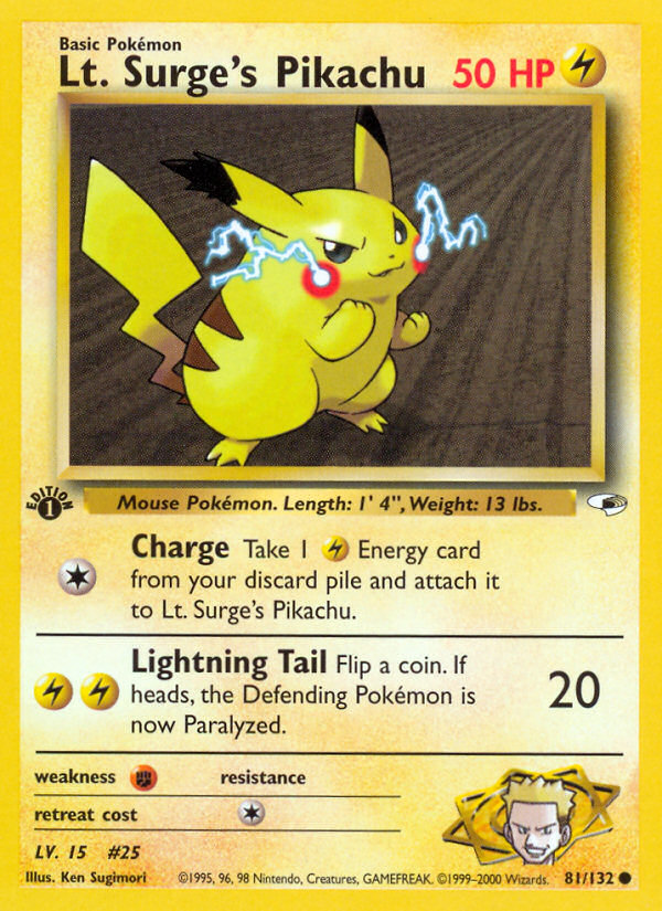 Lt. Surge's Pikachu (81/132) [Gym Heroes 1st Edition] - Card Brawlers | Quebec | Canada | Yu-Gi-Oh!