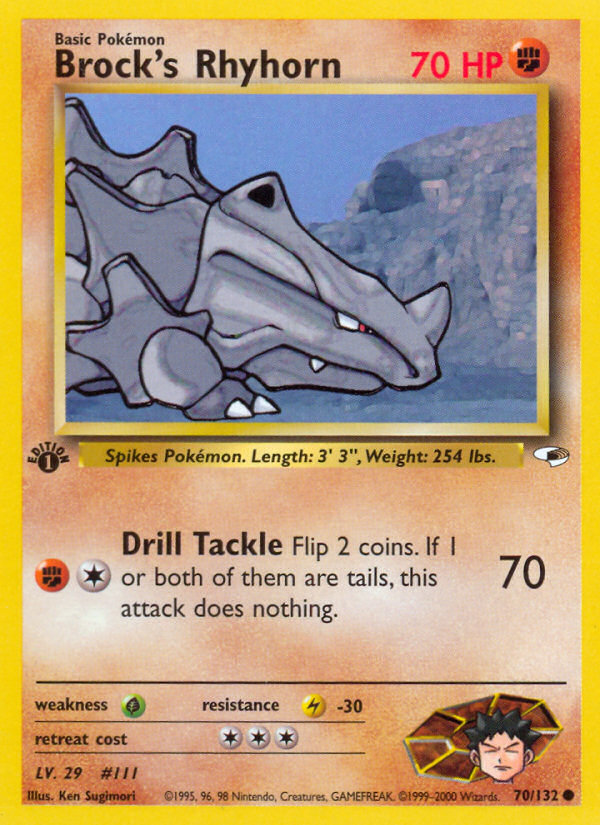 Brock's Rhyhorn (70/132) [Gym Heroes 1st Edition] - Card Brawlers | Quebec | Canada | Yu-Gi-Oh!