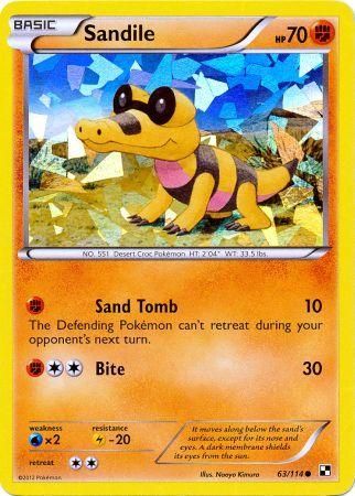 Sandile (63/114) (Cracked Ice Holo) [Black & White: Base Set] - Card Brawlers | Quebec | Canada | Yu-Gi-Oh!
