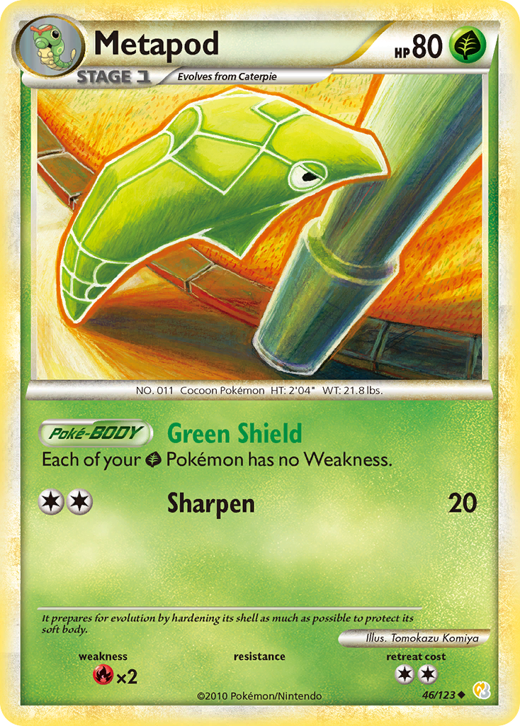 Metapod (46/123) [HeartGold & SoulSilver: Base Set] - Card Brawlers | Quebec | Canada | Yu-Gi-Oh!