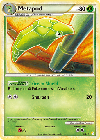 Metapod (46/123) [HeartGold & SoulSilver: Base Set] - Card Brawlers | Quebec | Canada | Yu-Gi-Oh!