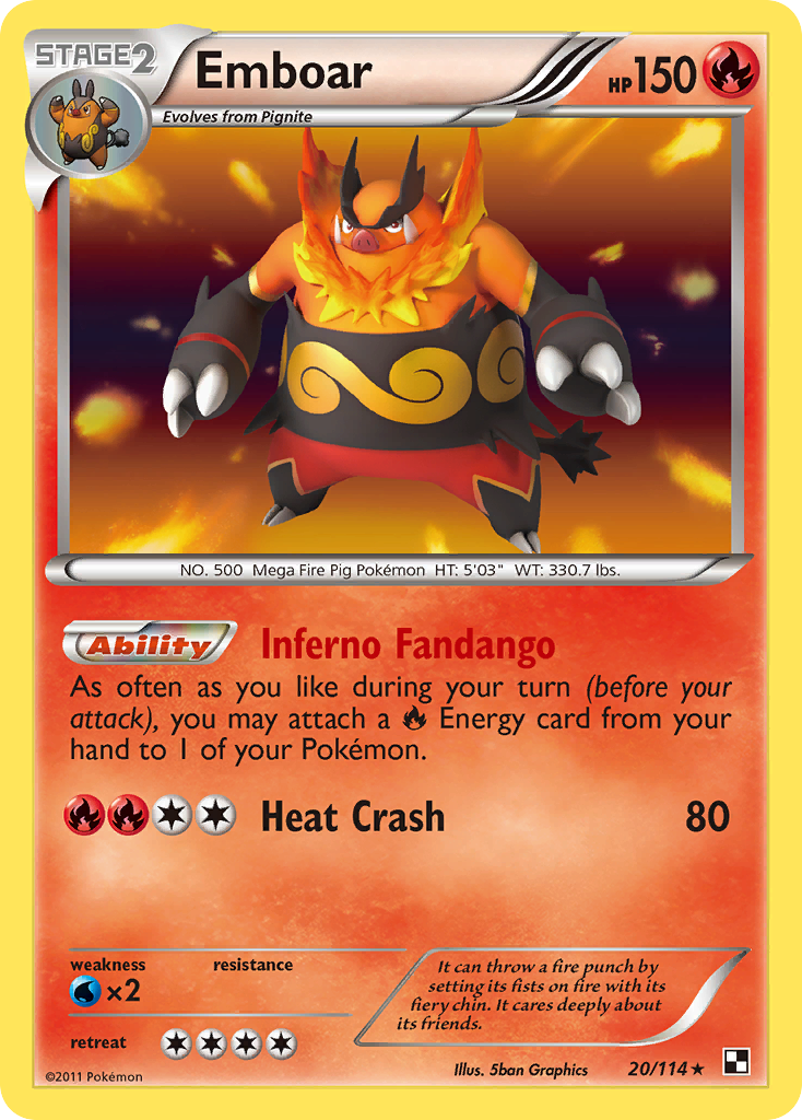 Emboar (20/114) [Black & White: Base Set] - Card Brawlers | Quebec | Canada | Yu-Gi-Oh!