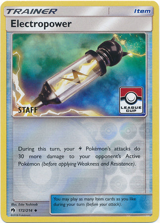 Electropower (172/214) (League Promo Staff) [Sun & Moon: Lost Thunder] - Card Brawlers | Quebec | Canada | Yu-Gi-Oh!