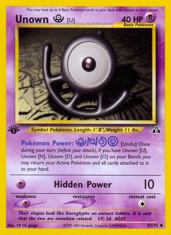 Unown [U] (51/75) [Neo Discovery 1st Edition] - Card Brawlers | Quebec | Canada | Yu-Gi-Oh!