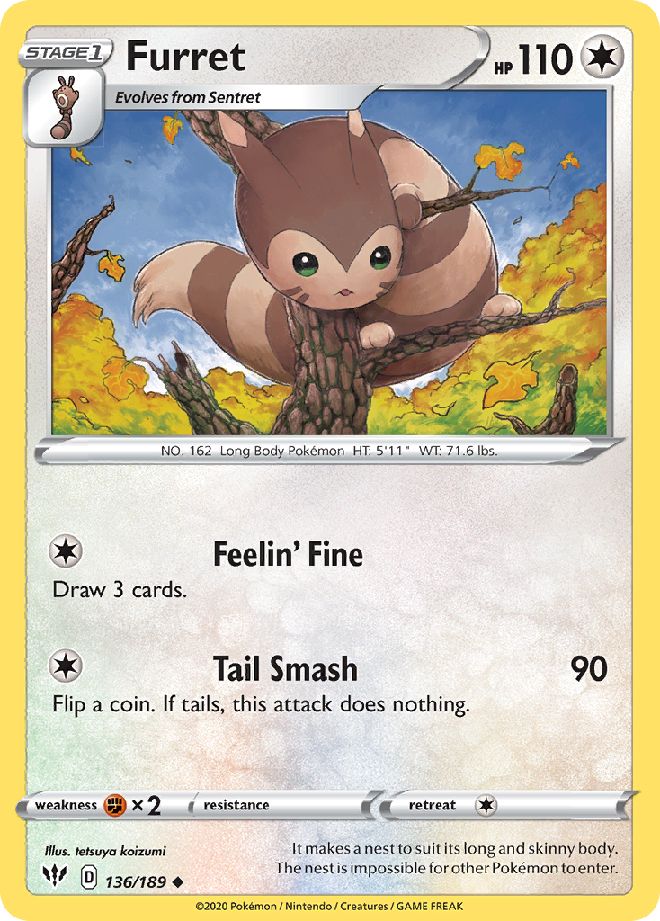 Furret (136/189) [Sword & Shield: Darkness Ablaze] - Card Brawlers | Quebec | Canada | Yu-Gi-Oh!