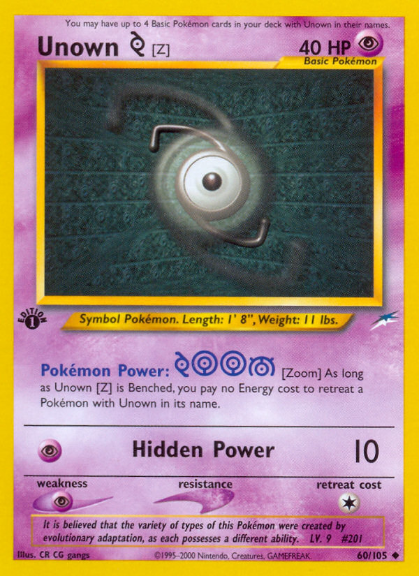 Unown [Z] (60/105) [Neo Destiny 1st Edition] - Card Brawlers | Quebec | Canada | Yu-Gi-Oh!