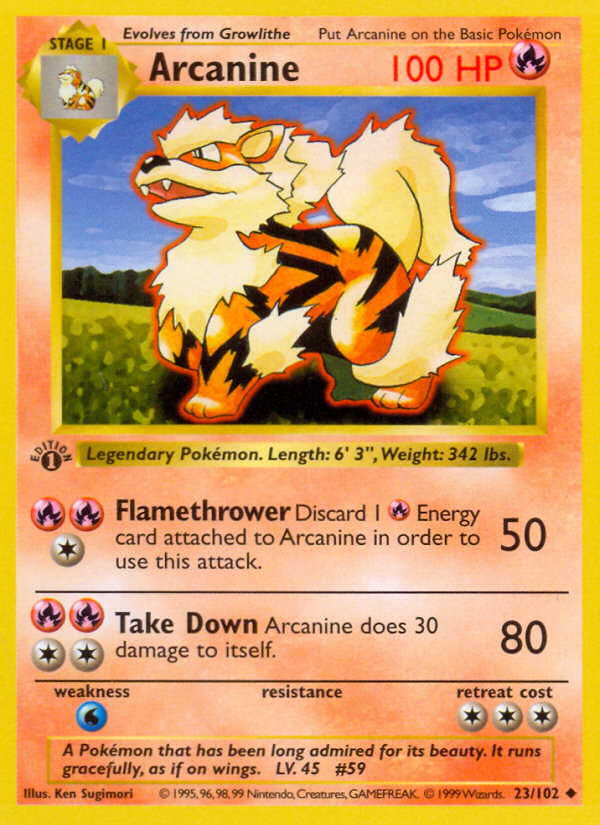 Arcanine (23/102) (Shadowless) [Base Set 1st Edition] - Card Brawlers | Quebec | Canada | Yu-Gi-Oh!