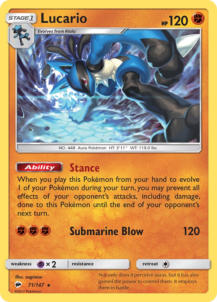 Lucario (71/147) (Theme Deck Exclusive) [Sun & Moon: Burning Shadows] - Card Brawlers | Quebec | Canada | Yu-Gi-Oh!